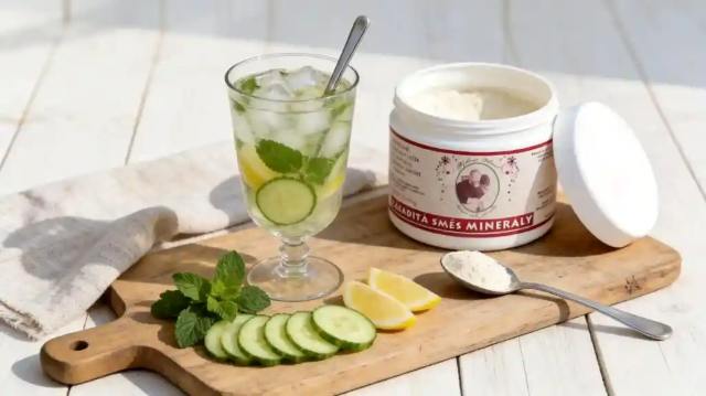 Okurkovo-mátová limonáda se Zásaditou směsí a ledem